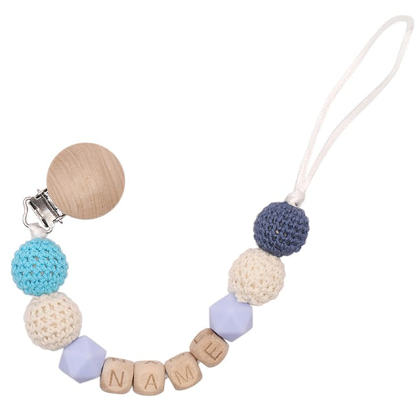 blue personalised teether chain