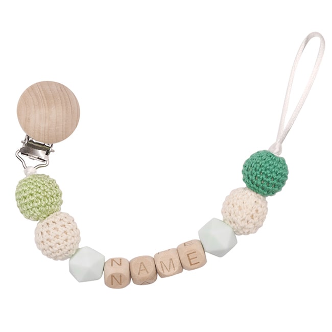 green personalised teether chain
